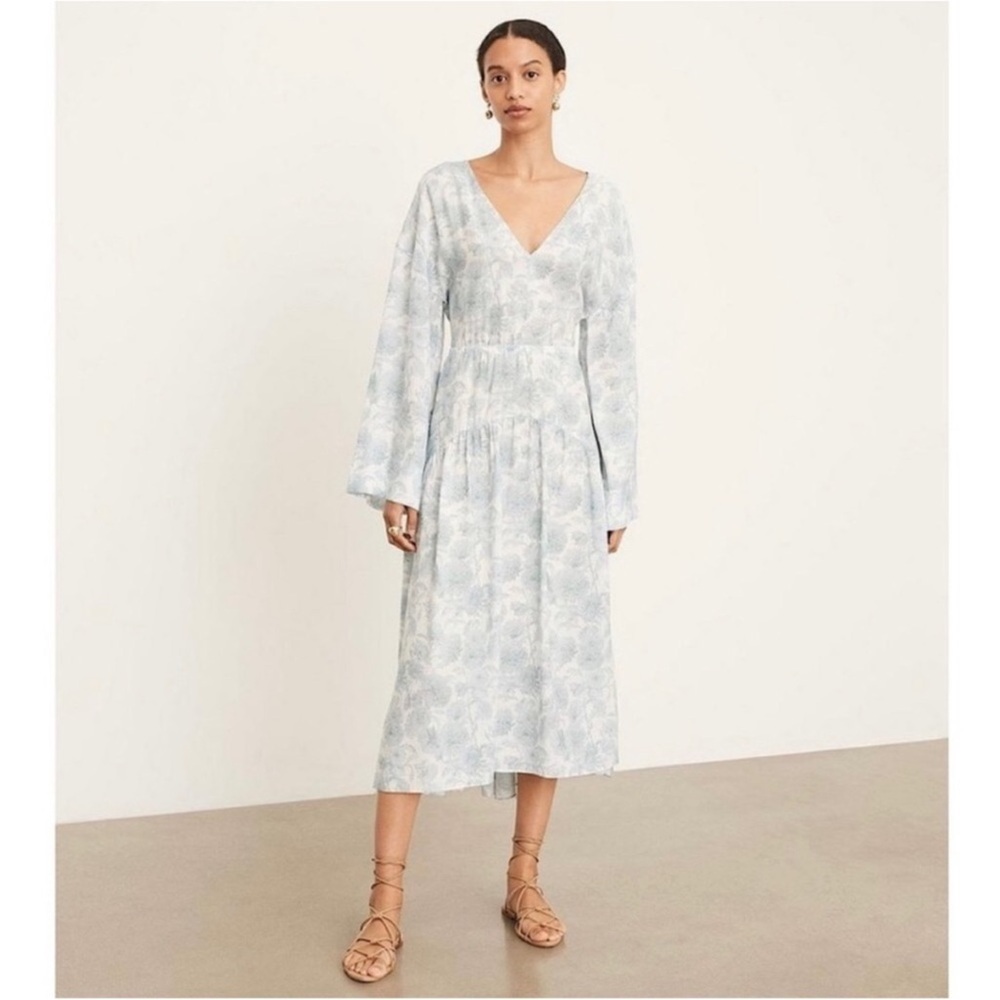 Elegant Blue Floral Women's Dress